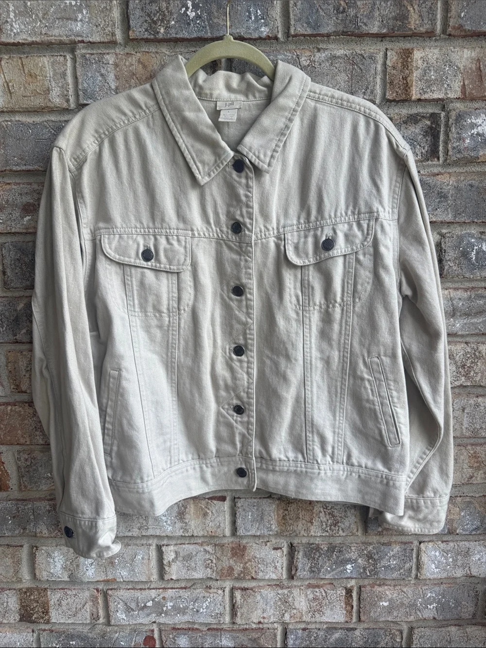 Vintage J. Jill Light Beige Button-Front lightweight denim Jacket